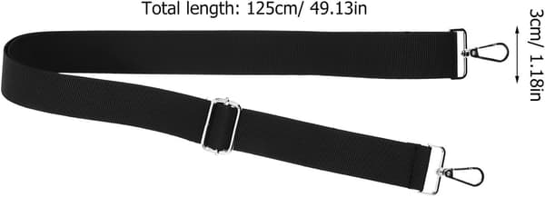 Justerbar Crossbody Taskerem Erstatning 3.8cm Sort Nylon