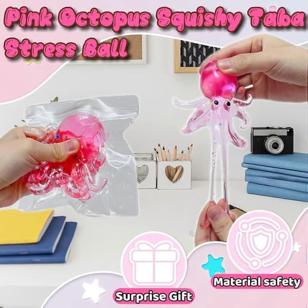 Glitrende blæksprutte Squishy-legetøj, langsomt stigende stresslindrende fidget-legetøj til børn og voksne blå-hvid 1 stk