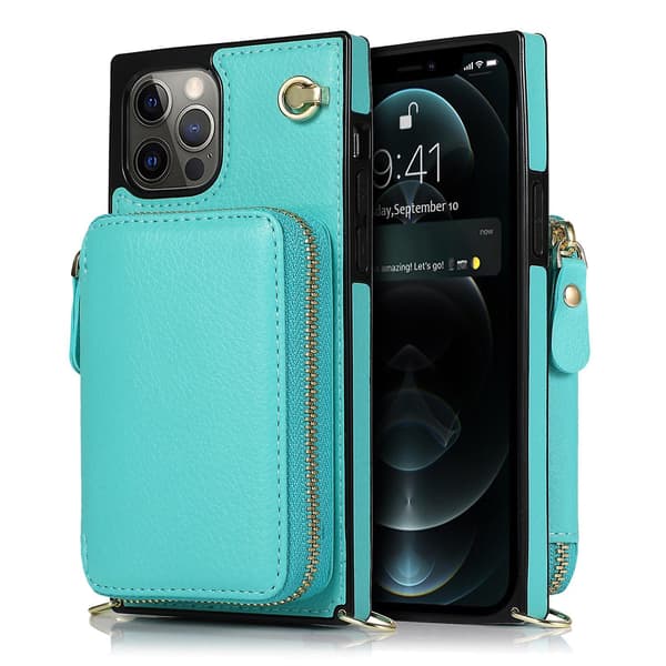 Deksel til iPhone 14 Pro med stativ TPU+PU mobildeksel med lang stropp