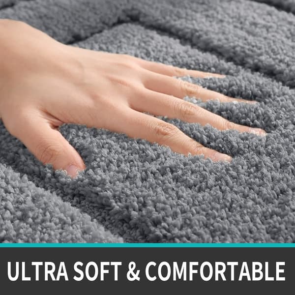 Sklisikker baderomsmatte, myk mikrofiber baderomsmatte, absorberende, ekstra tykk