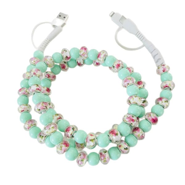 Creative New Two-to-Two Acrylic Bead Data Cable, 2-in-1 Type-C Mobile Charging Cable, Fast Charging