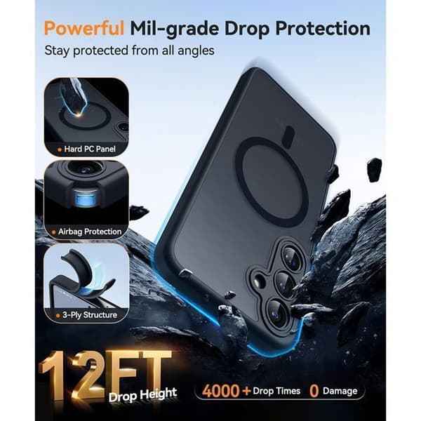 Booling Cover til Samsung Galaxy S25 FE med Magnetisk Ring & Linsebeskyttelse[JUN] Sort Svart