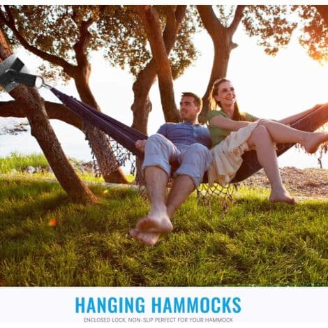 Hammock Straps 2 x 150 cm – High-Strength Polyester – 550 kg Capacity – Locking Carabiners – Tree Protectors Included