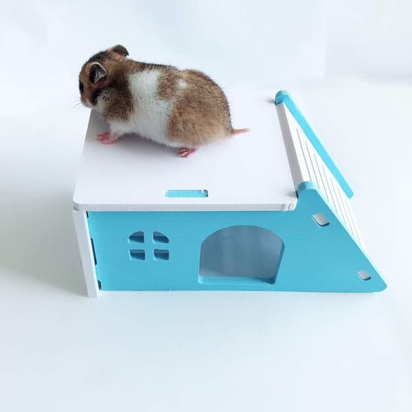 Træhus til dværghamster DIY Gerbil Hideout Hytte Kæledyrssport