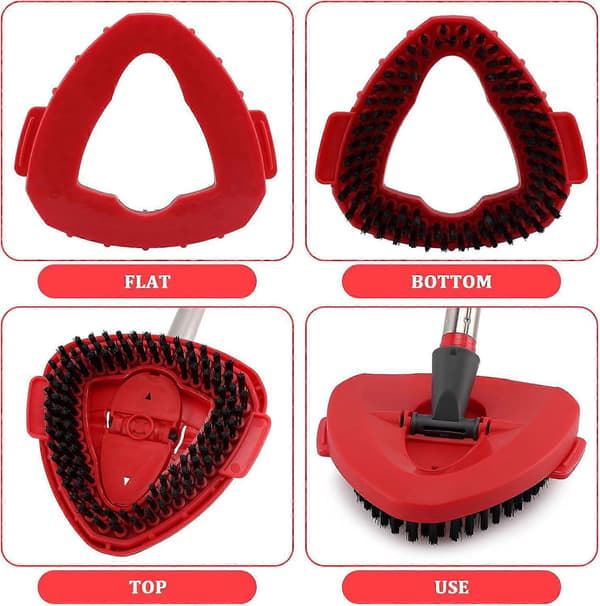 Replacement Brush Head for Vileda Turbo Spin Mop, PP Nylon Stiff Bristles, Bathroom Kitchen Garage Cleaning, Red