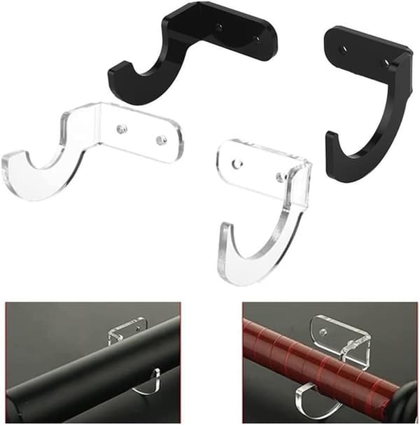 Mount Bat 2 stk. Rack Konstruktion til Væg Baseball Holder Horisontal Display Akryl med Ringformet Rille Forhindrer Bevægelse (Sort)