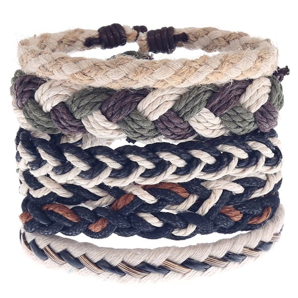 5 st Läderarmband för Män Kvinnor Flätat Rep Manschettarmband