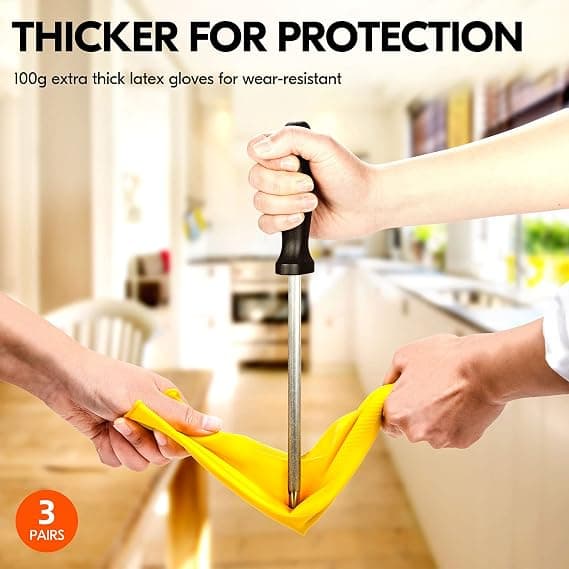 1 Pair Reusable Household Cleaning Gloves, Rubber Dishwashing Gloves