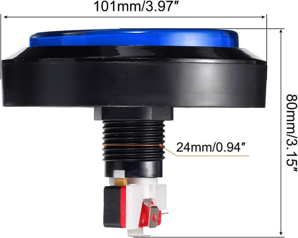 Starts Arcade-knapper ABS mikrobryter flat stor sirkel med lys for videospilldeler DC 12V blå - blå Blue