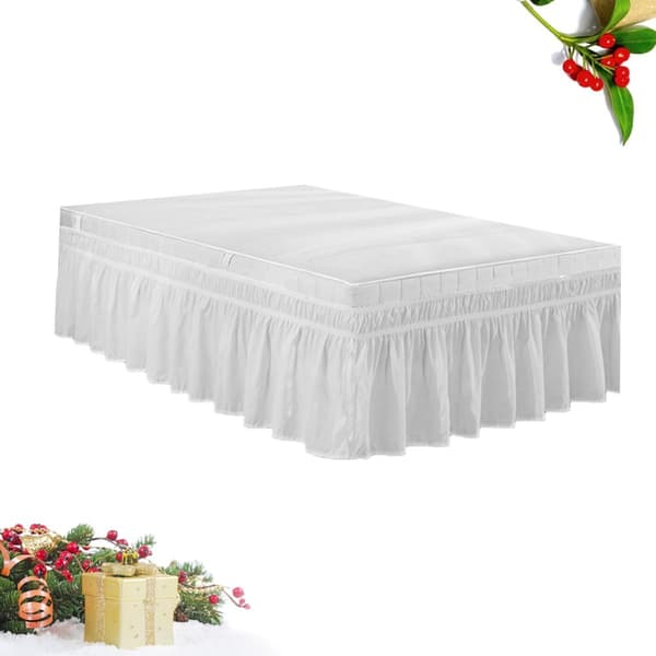 Bouffancy Vit Polyester Sängkappa Dubbelsäng Volang Monterad Valans 100x200+40cm