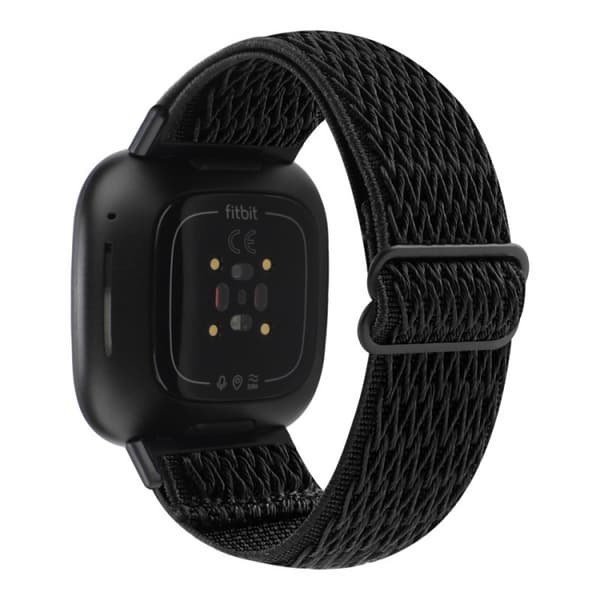 Flettet nylonarmbånd til Fitbit Versa 3/Sense - Armbånd Sort