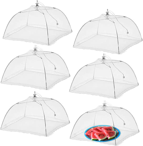 6-pack Stora Höga Pop-Up Mattskydd, Utomhustält Paraply för Picknickar, Grillar, Återanvändbart Vikbart [JUN]