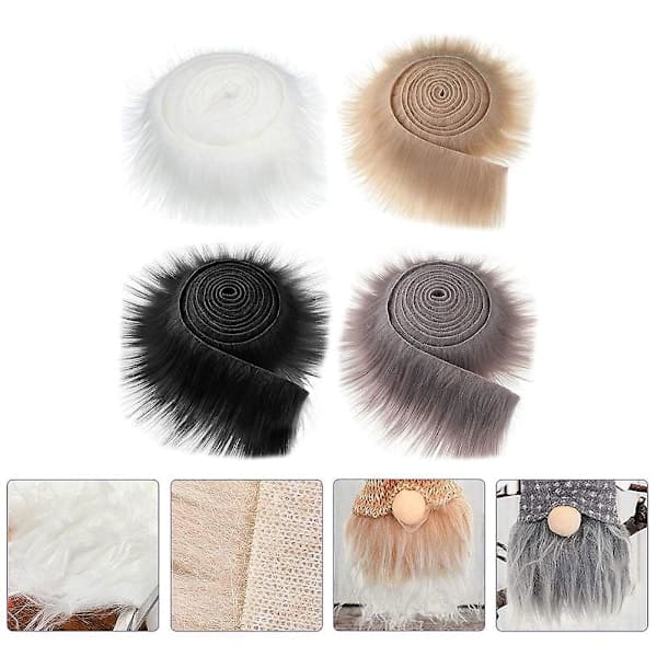 4 stk Kunstig Pelsbånd Tekstil Fluffy Pels Stoffer DIY Håndværk Bløde Remser