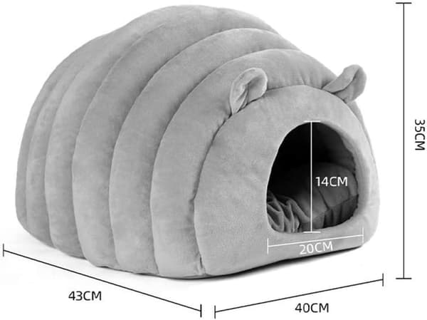 Cat Bed, Portable Large Kitten Bed Igloo Cave Bed with Removable Cushion, Small Dog Cave Bed, Warm Pet Bed, Washable