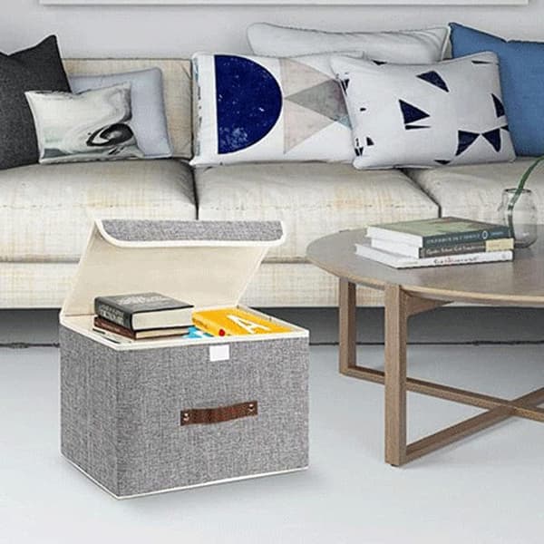 Foldable Canvas Storage Box with Strong Handle for Home, Office