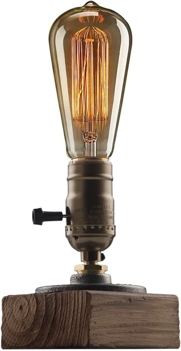 Steampunk industriel bordlampe, retro steampunk rør bordlampe, E27 Edison-pære.