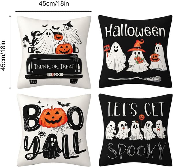 1 st Halloween örngott, linne Halloween kuddfodral, pumpa spöke kuddfodral för soffa, sovrum, vardagsrum, halloween dekorationer B B B