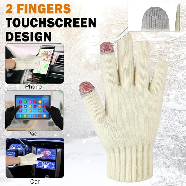 2 par vinterhandsker til mænd varme herre touchscreen strik koldt vejr sort, hvid - Black,white