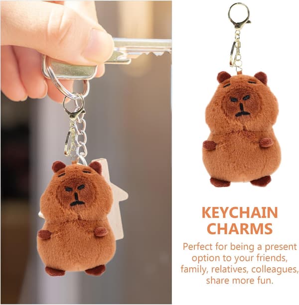 Plysj Capybara Nøglering Charme, Udstoppede Fluffy Capybara Vedhæng