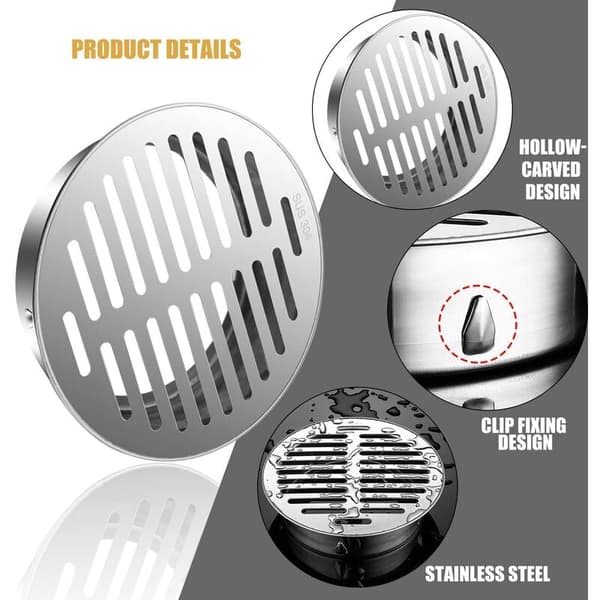 Round Stainless Steel Floor Drain with Anti-Block Gutter