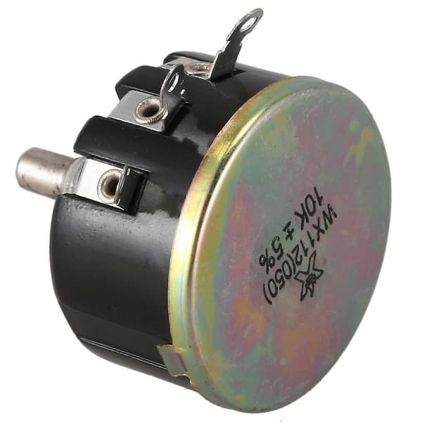 WX050 10K ohm 5W 6mm Round Shaft Wire Wound Potentiometer Black+Silver