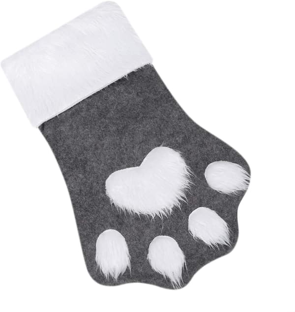 Christmas Stocking Hanging Stuffed Christmas Boot 3D Dog Paw Pattern