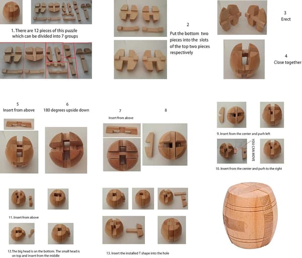 Voksen håndlavet krudttønde træpuslespil voksen interlocking 3D