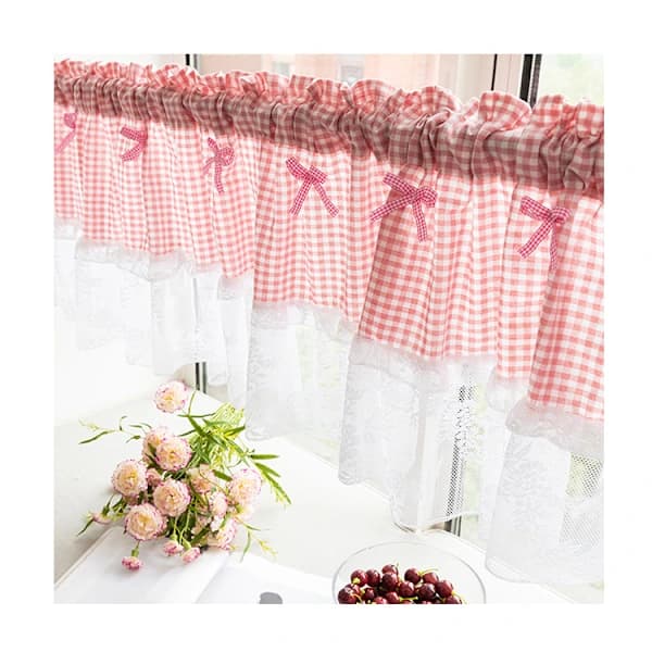 Curtains, country style cafe curtains, horizontal window curtains with roses Rose 150*45cm