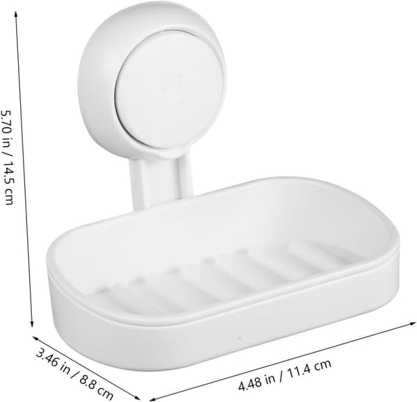Suction Cup Soap Dish, Removable Double Layer with Drainage and Strong Suction for Bathroom, Kitchen, and Shower, White, 2-Pack
