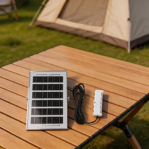 4 USB-porter, batterilader for utendørs campingbruk Bærbart 6W solcellepanel med 5V for