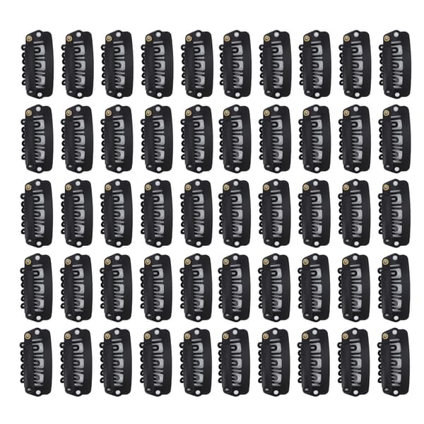 50 stk. Hårparykclips Rustfrit Stål U-form 6 Tænder Hårforlængerclips Sort 2,8 cm