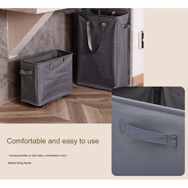 Laundry Basket Handle Foldable Laundry Hamper Thin Dirty Clothes Basket Narrow Laundry Bag Foldable Dirty Hamper Grey Dark Grey dark grey