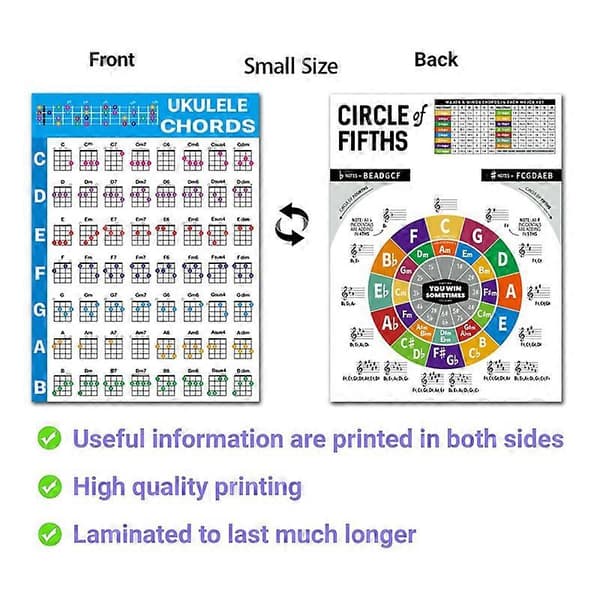 Ukulele Chord Chart Sticker Ukulele Music Teaching Guitar Chord Chart for Beginners Large Size