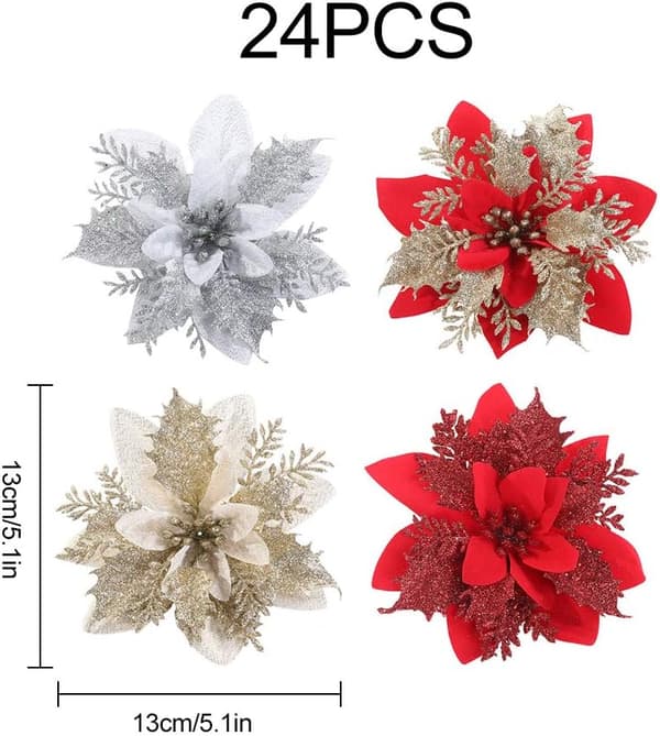 24 stk glitter julestjerner kunstige julestjerner