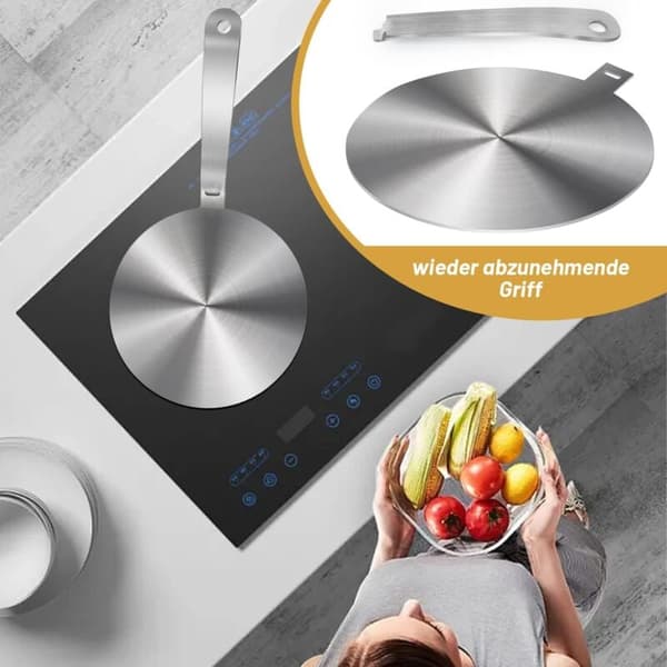 Induction Adapter, Induction Hob Conversion Plate, Heat Diffuser Plate, with Detachable Handle and Base (24cm)-XS8-