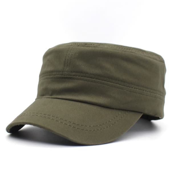 Solid Color Unisex Flat Cap (Army Green), Adjustable and Trendy