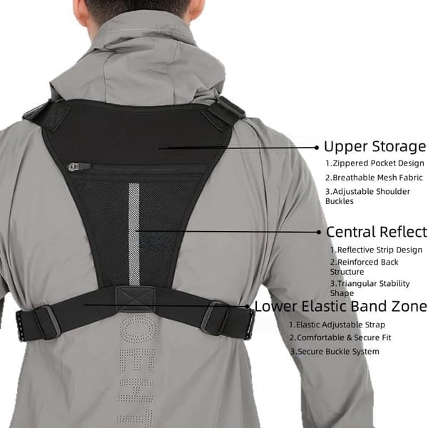 Nylon Chest Bag with Quick Release Buckle and Multiple Pockets, Adjustable, Practical Vest, Suitable for Outdoor Activities, Hiking, Cycling