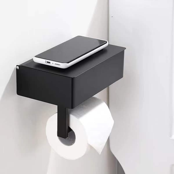 Toiletpapirholder med hylder - Dispenser til vådservietter og opbevaring