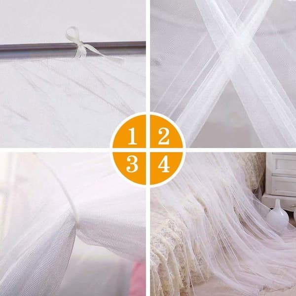 Bed Mosquito Net, Large Square Mosquito Net for Extra Large Bed, White (190 x 210 x 240 cm)