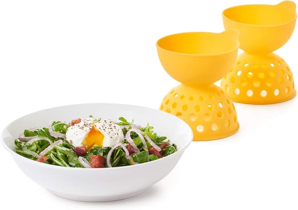 Eggekoker, posjerte eggsett, 2 deler, gul