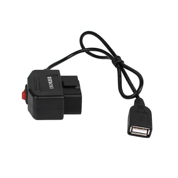 24 timer 5V 3A USB Billaderkabel OBD Hardwire Kit med Strømbryter 0.5 Meter Kabel for Dash Cam Videokamera Kjøretøy DVR