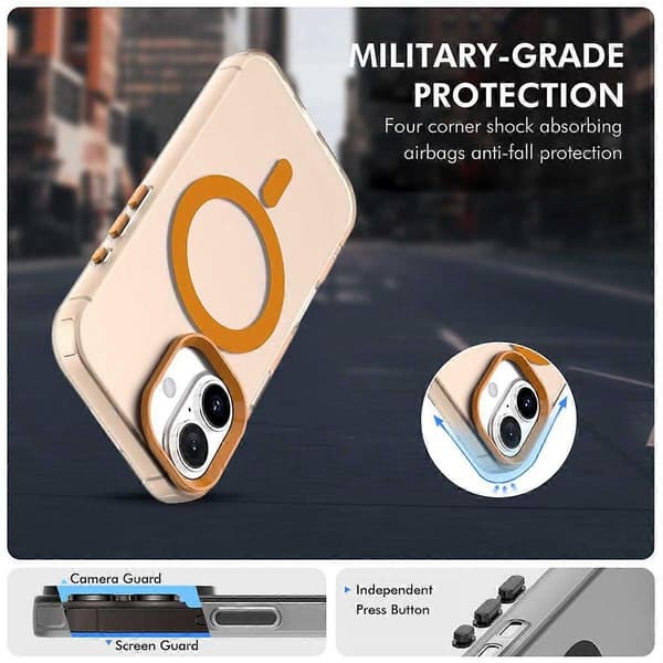For iPhone 16 Plus Case with 9H Tempered Glass PC TPU Phone Case Compatible with MagSafe White White