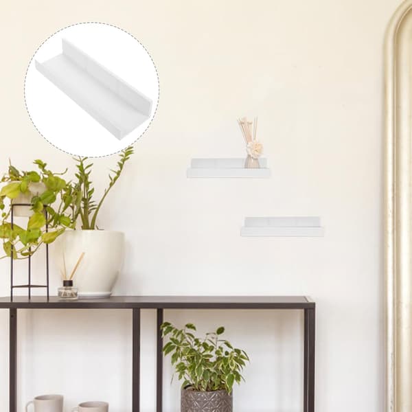 Wall Mounted Picture Ledge Shelf White ABS Rustic Protective Ledge Easy to Install Floating