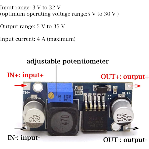 2 STK DC-DC Step-up Modul XL6009 DC til Input 3V-32V Output 5V-35V Boost Konverter - 2 STK