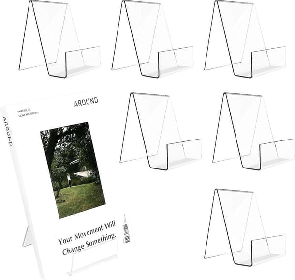 1 stk. Bokstøtte, Akryl Bokstativ, Transparent Bokstøtte, Bokdisplay