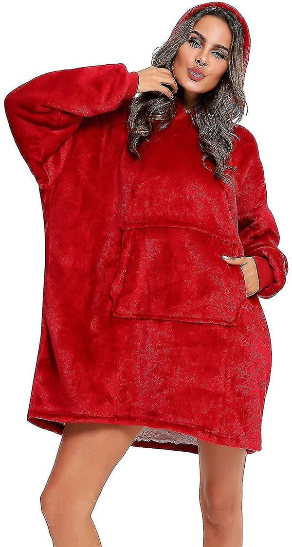 Genser Hettegenser Robe Teppe Hettegenser, Teppe Genser Flanell Hettegensere (rød)