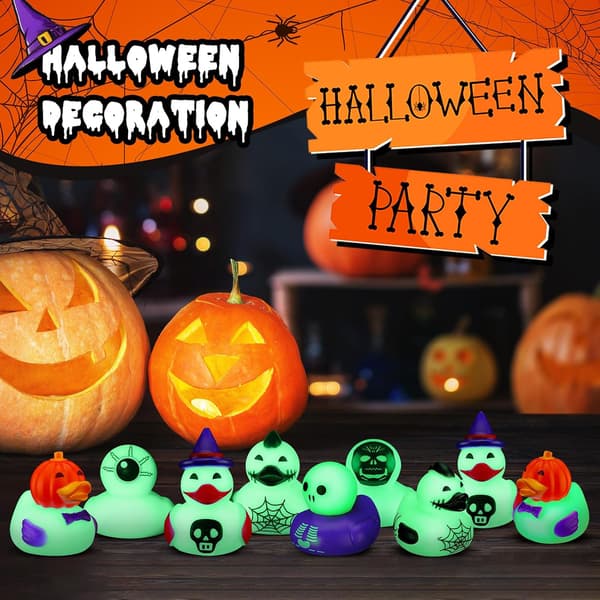 36 stk. Halloween selvlysende gummiænder i bulk