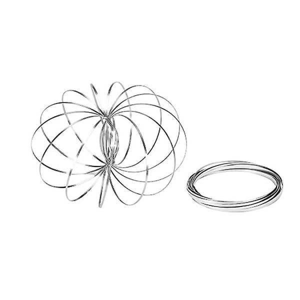 3D Magisk Legetøjsarm Slinky Toroflux Flippy Flux Flow Ringe Spinner Dynamisk Armbånd, Sølv