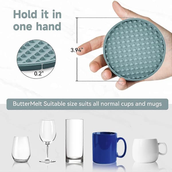 Sæt med 6 drikkeunderlag, silikoneunderlag med metalholder