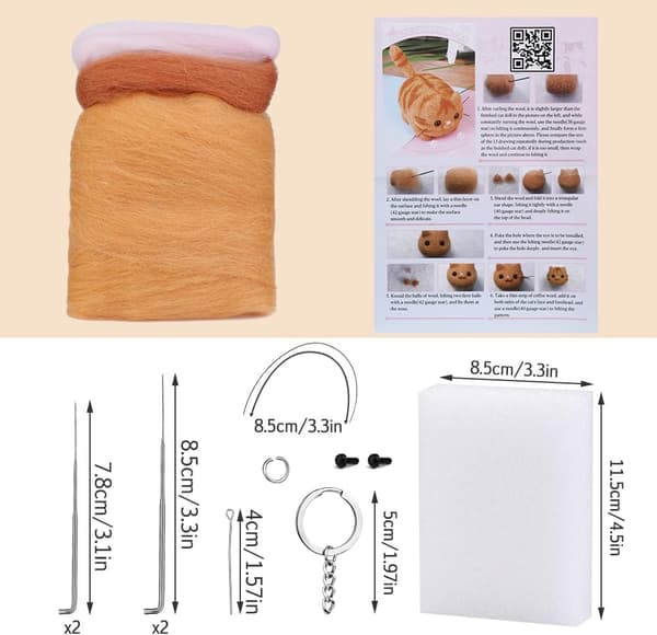 Needle Felting Kit, DIY Wool Felt Material Set with Felting Tools and Instruction for Needle Felting Craft Projects and Beginners
